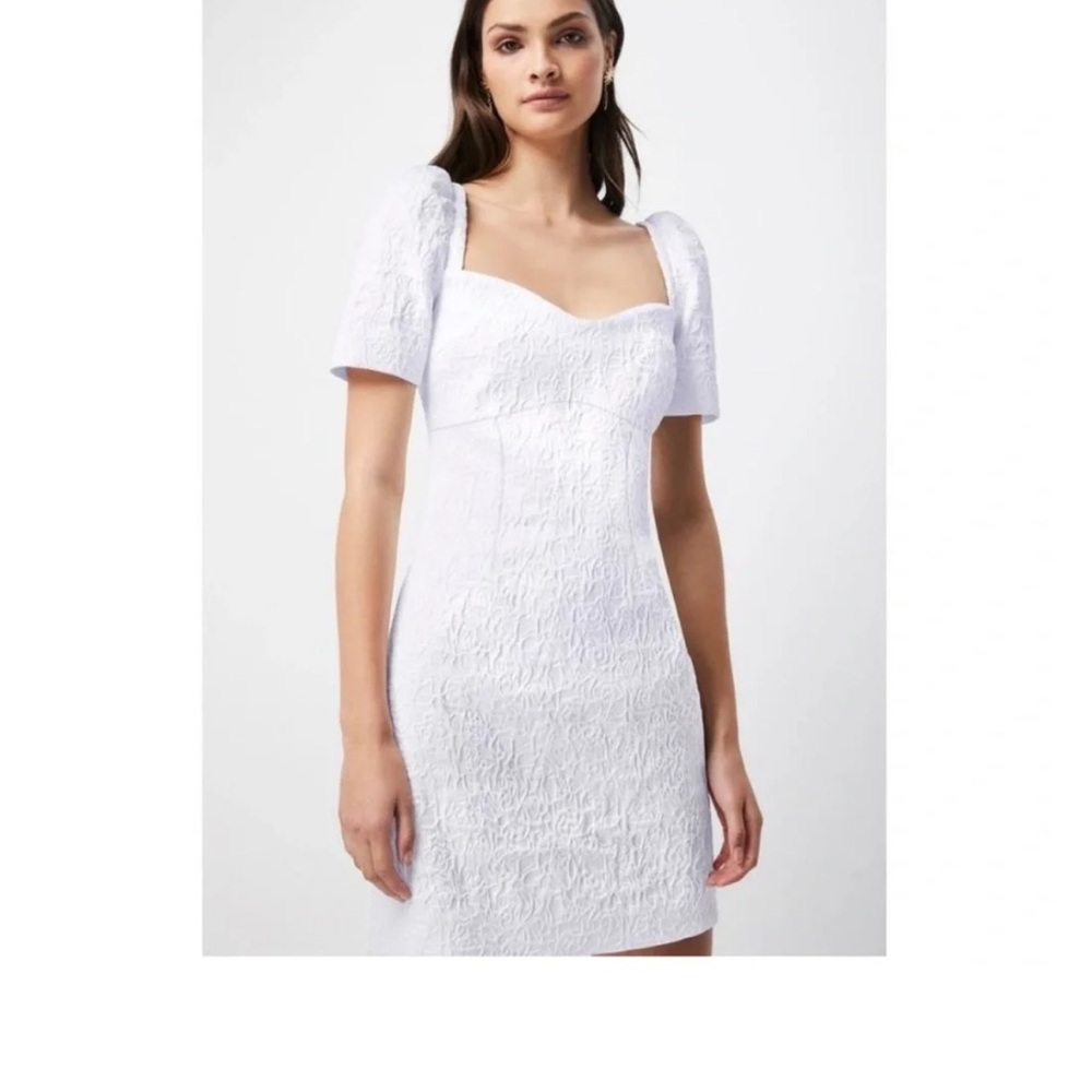 ELLIATT Feminise Mini Dress Textured Puff Sleeve White NWT